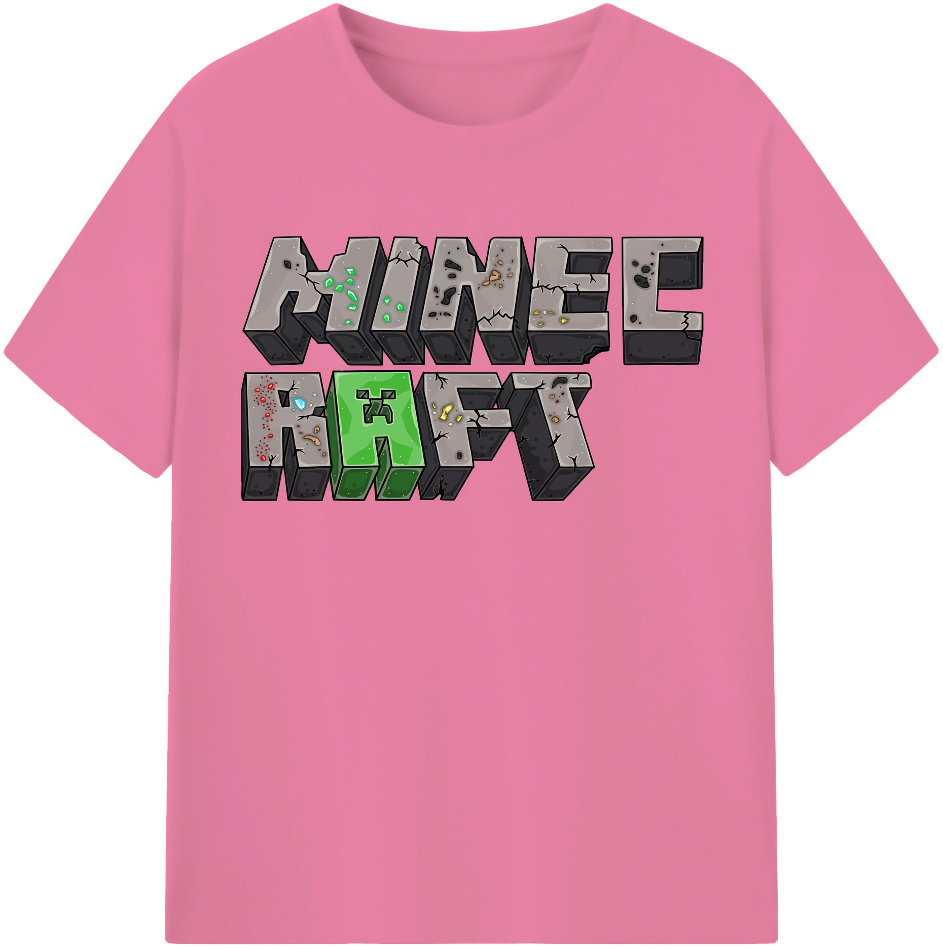 （画像用） マインクラフト ブロックの世界 Minecraft MC Block world 綿100％半袖Tシャツ（フロントプリント）